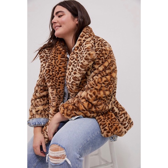 NWT ANTHROPOLOGIE LEOPARD FAUX FUR JACKET - Picture 2 of 8